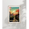 Mexico City Gün Batımı ve Şehir Silüeti Poster