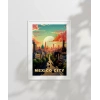 Mexico City Gün Batımı ve Şehir Silüeti Poster