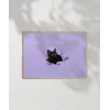 Mor Fon Üzerinde Siyah Kedi Poster
