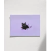 Mor Fon Üzerinde Siyah Kedi Poster