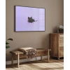 Mor Fon Üzerinde Siyah Kedi Poster