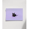 Mor Fon Üzerinde Siyah Kedi Poster