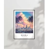 Palmiyeler Arasında Şehir Işıkları Poster