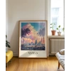 Palmiyeler Arasında Şehir Işıkları Poster