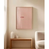 Pembe Zemin Üzerinde Kalpler ve Çarpılar Desenli Poster