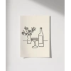 Şarap Şişesi ve Çiçek Vazosu Line Art Poster