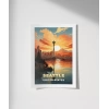 Space Needle ile Gün Batımı Poster