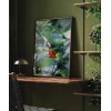 Yeşil Yaprak Üzerinde Kırmızı Kelebek Poster