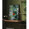 Yeşil Yaprak Üzerinde Kırmızı Kelebek Poster