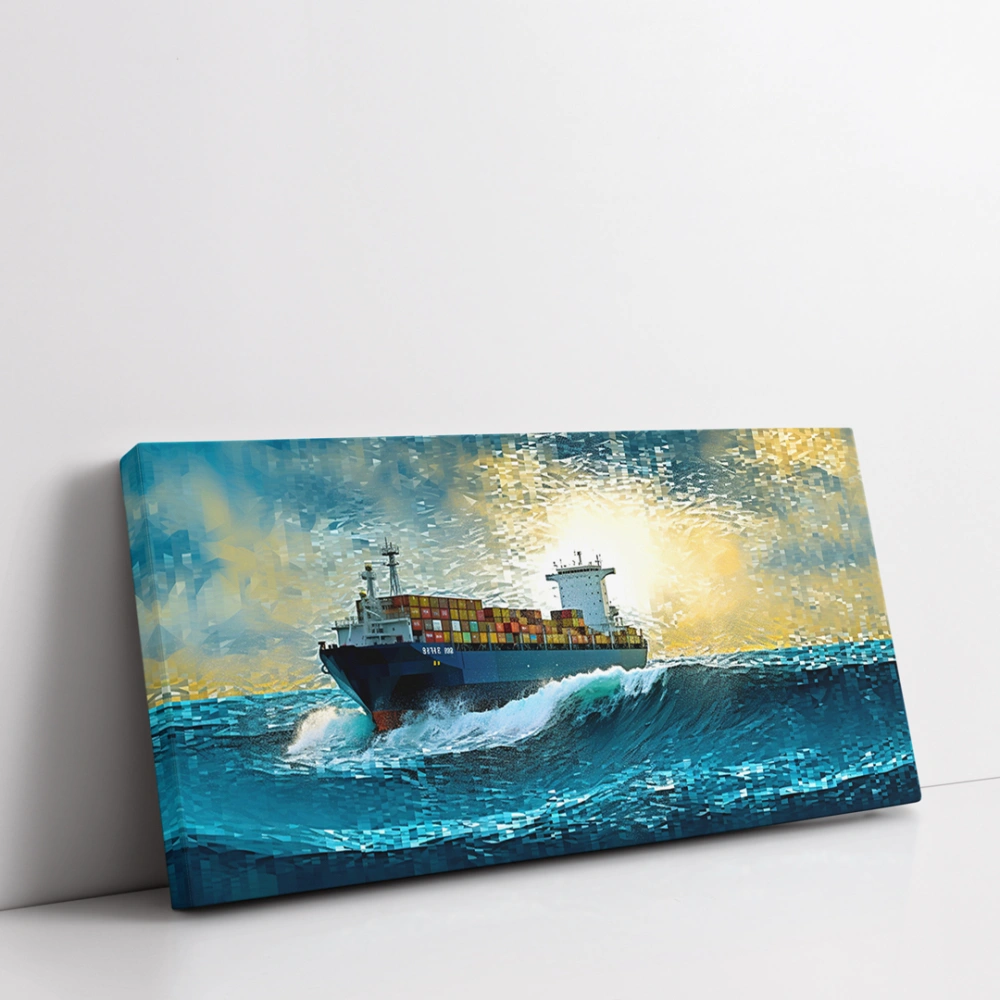 Gemi ve Deniz Panoramik Yatay Kanvas Tablo