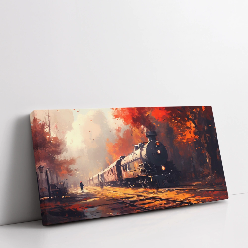 Yangın ve Tren Panoramik Yatay Kanvas Tablo