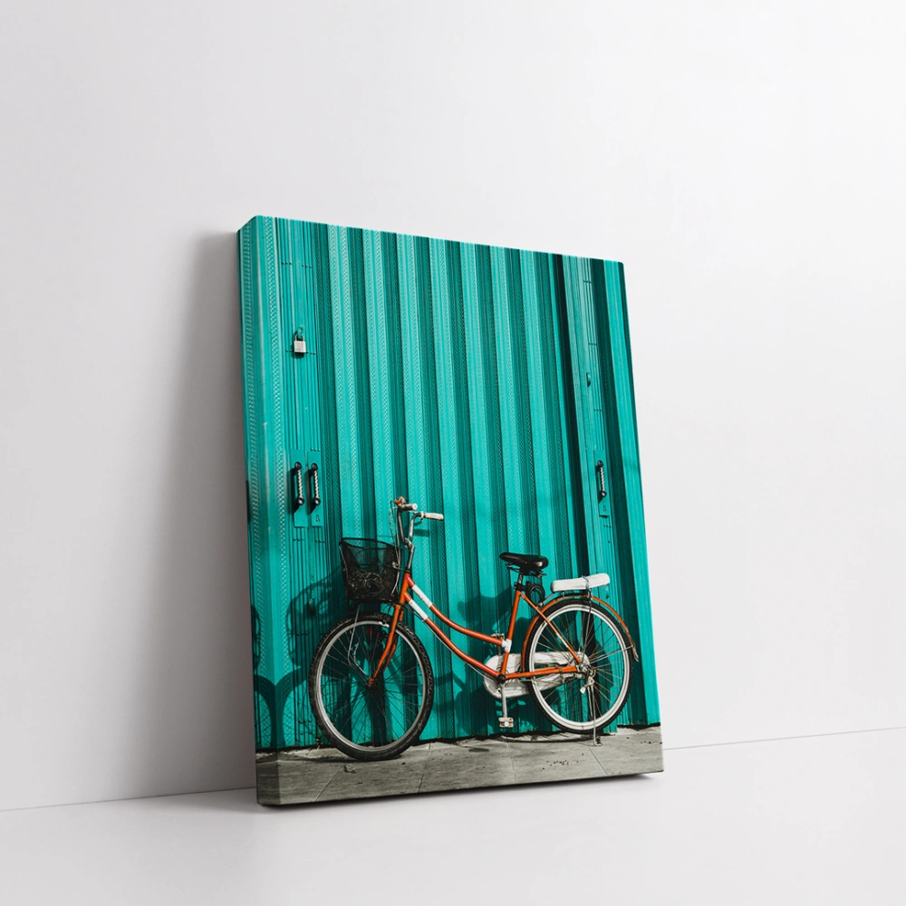 Turkuaz Bisiklet Dikey Kanvas Tablo