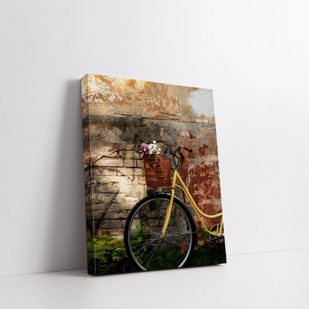 Sarı Bisiklet Dikey Kanvas Tablo