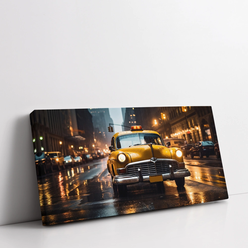 Gece Taksisi Panoramik Yatay Kanvas Tablo