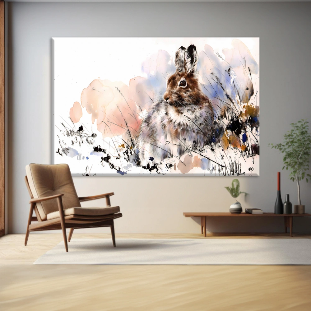 Tavşan ve Papatyalar Kanvas Tablo