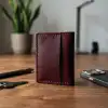 Minimal Hakiki Deri Kartlık Cüzdan Bordo