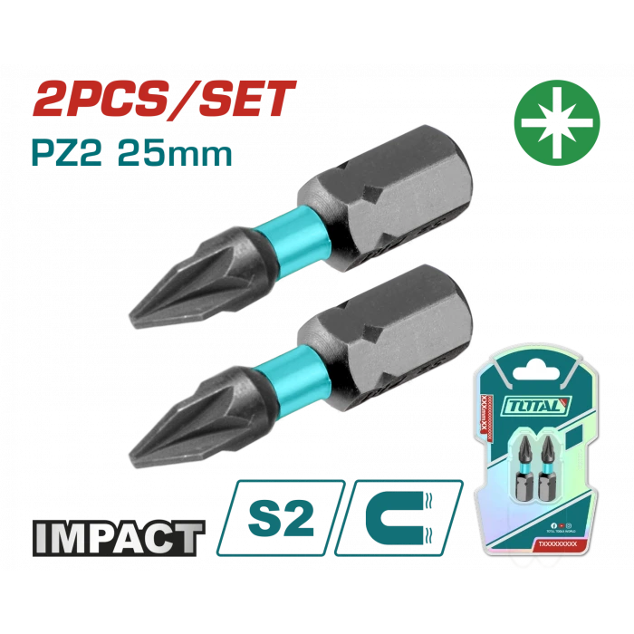 DARBELİ 25 mm PZ2 BİTS UCU 2 Lİ
