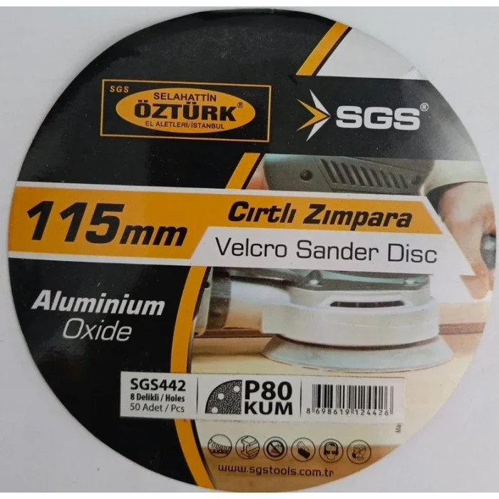 SGS CIRTLI ZIMPARA AO 115MM 80KUM DELİKLİ SGS442 - 5 ADET