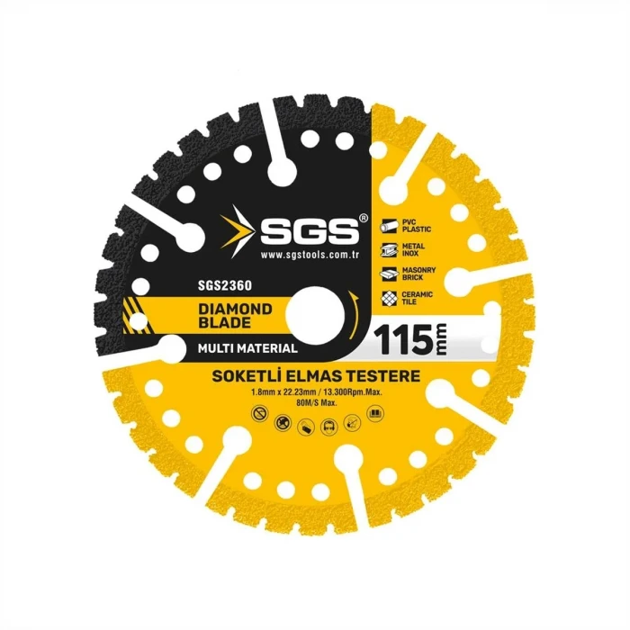 SGS ÇOK AMAÇLI MULTI-MATERIAL ELMAS KESME DİSKİ 115 MM SGS2360