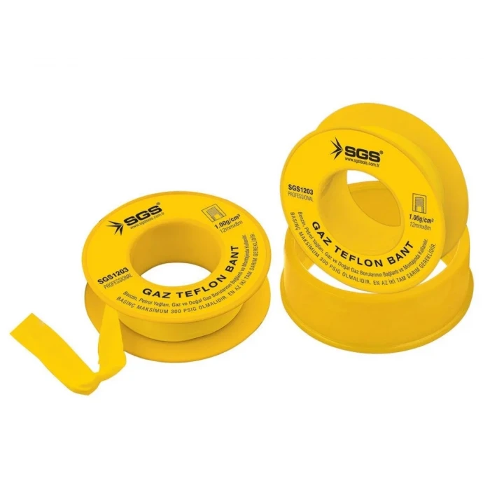 SGS GAZ TEFLON BANT 12 MM X 8 M X 1,00 GR 10 ADET SGS1203
