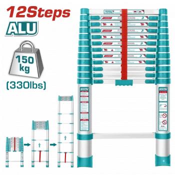 ALÜMİNYUM TELESKOPİK 12 BASAMAK MERDİVEN