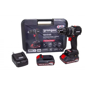 Grangos GCD25-T2 20V 2 Ah Çift Akülü Darbeli Matkap