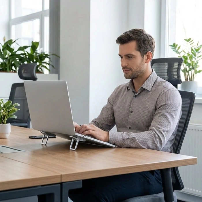 1 Çift Yapışkanlı Katlanabilir Laptop Standı – Mini Notebook Yükseltici, Taşınabilir Kaymaz Laptop Ayağı