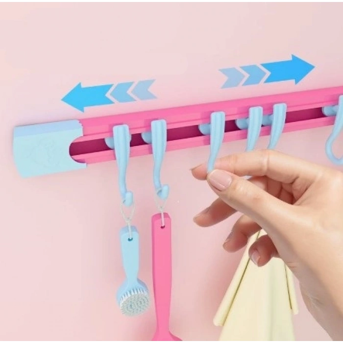 10 Kancalı Raylı Mutfak Ve Banyo Düzenleyici Askı 30 Cm