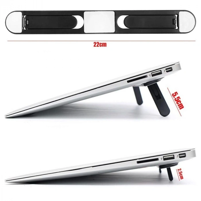 2 Kademeli Katlanabilir Laptop Standı – Kendiliğinden Güçlü Yapışkanlı, Ergonomik Tablet Yükseltici