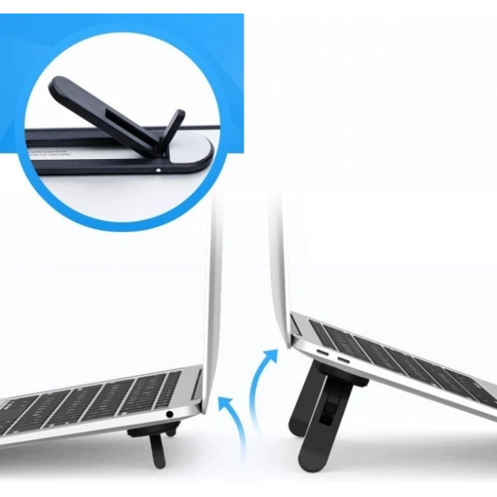 2 Kademeli Katlanabilir Ve Yapışkanlı Laptop Standı Siyah Cm-438