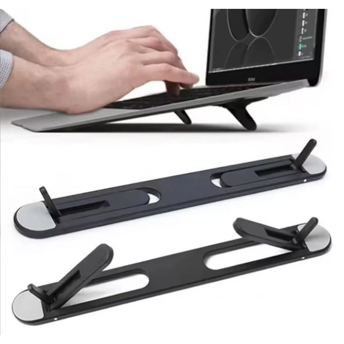 2 Kademeli Katlanabilir Ve Yapışkanlı Laptop Standı Siyah Cm-438