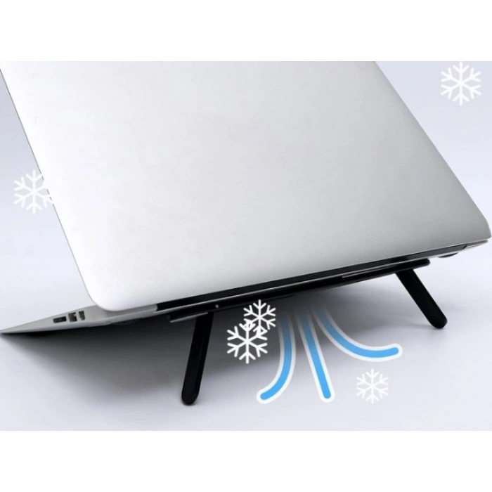 2 Kademeli Katlanabilir Ve Yapışkanlı Laptop Standı Siyah Cm-438