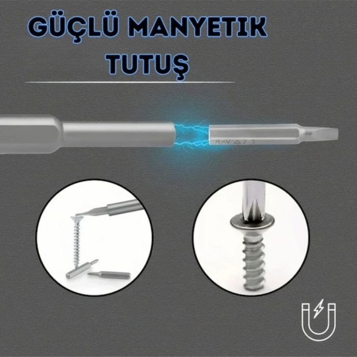 25 Parça 24 farklı uçlu Mıknatıslı 25 in 1  Tornavida Seti