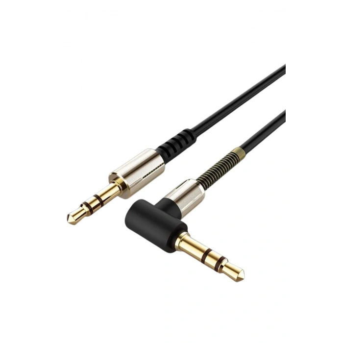 3.5mm AUX Kablosu Jak Erkek Erkek L Tipi 1 Metre Ses Aktarım Kablosu
