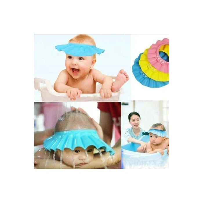 Bebek Kulak Banyo Şapkası Düğmeli Pembe