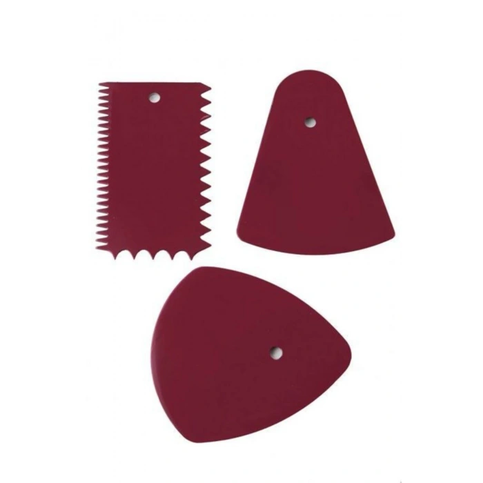 Unisex Bordo Hamur Kesici Kazıyıcı Dekoratör 3lü