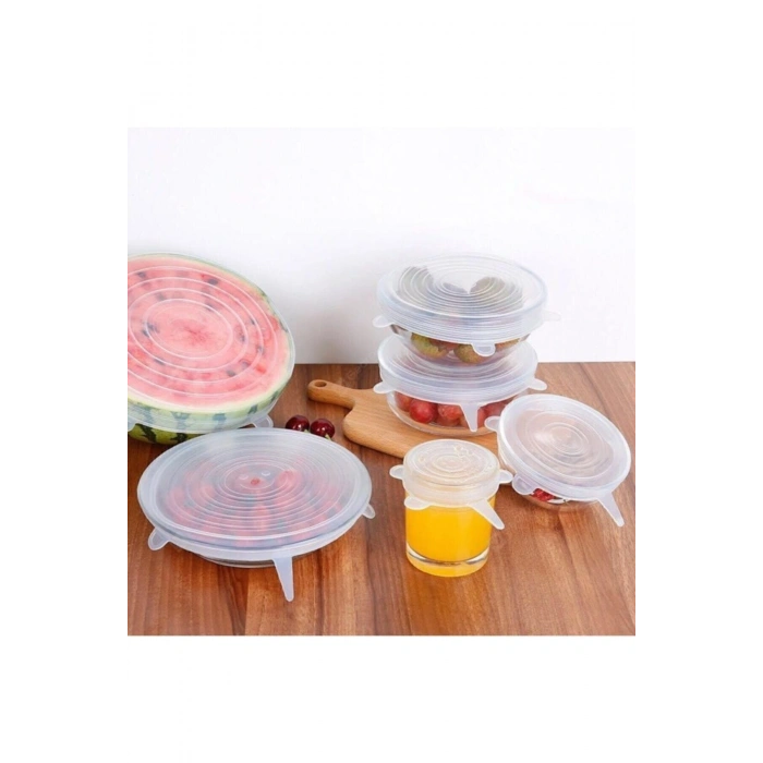 6lı Silikon Streç Kapak Tabak Bardak Gıda Bonesi Tazeliği Korur