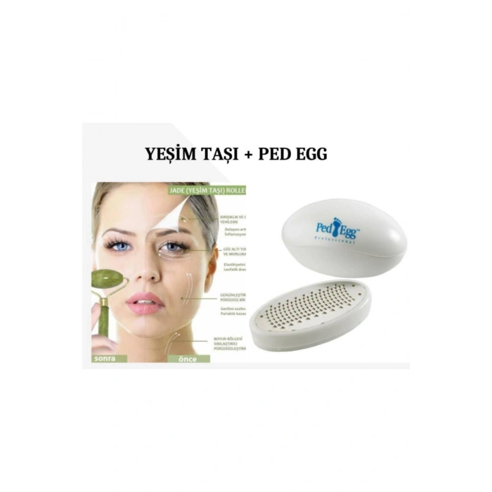 Yeşim Taşı Çift Taraflı Yüz Masaj ve Ped Egg Ayak Rendesi Topuk