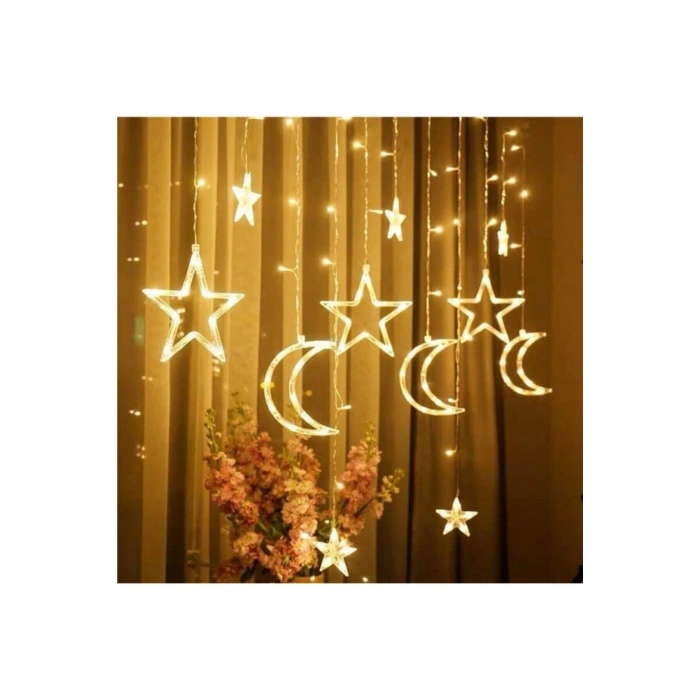 Tsrmx Ay Yıldız Saçak Perde Led 5 Fişli Fonksiyonlu Star Collection 997516