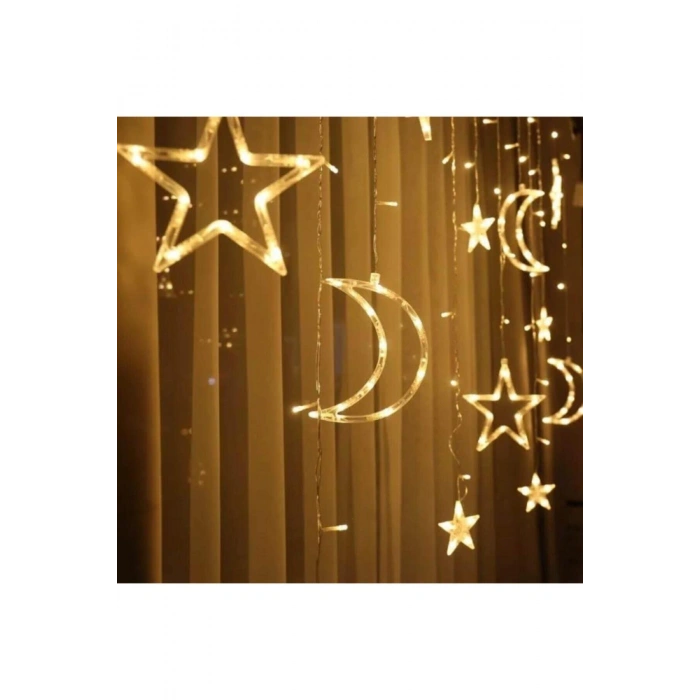 Tsrmx Ay Yıldız Saçak Perde Led 5 Fişli Fonksiyonlu Star Collection 997516