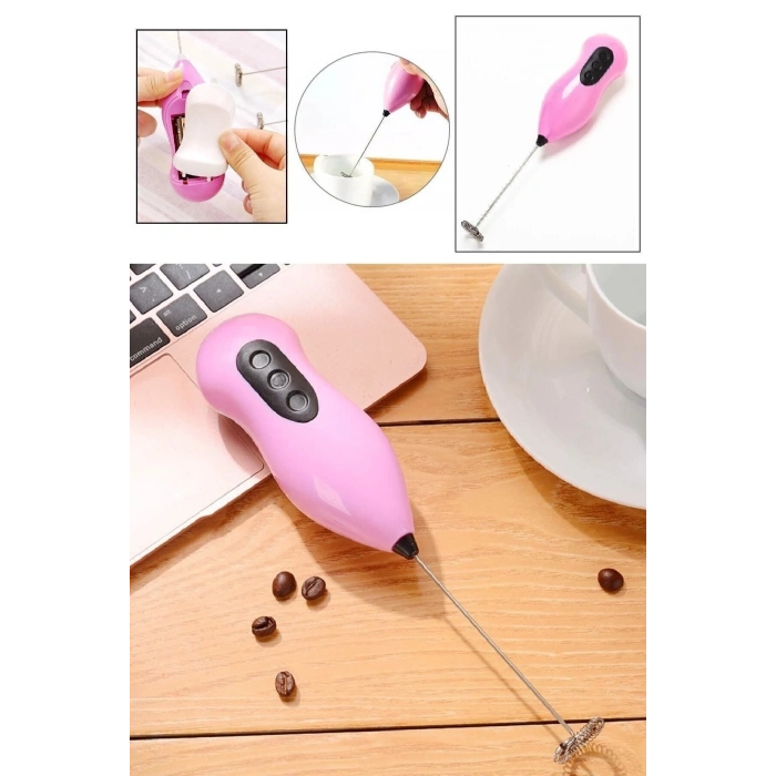 Pilli Metal Çırpıcı Mini Mixer Kahve Süt Köpürtücü