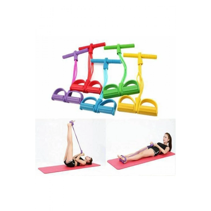Body Trimmer Mekik Çekme Aleti Evde Spor Egzersiz Lastiği 4 Tüplü