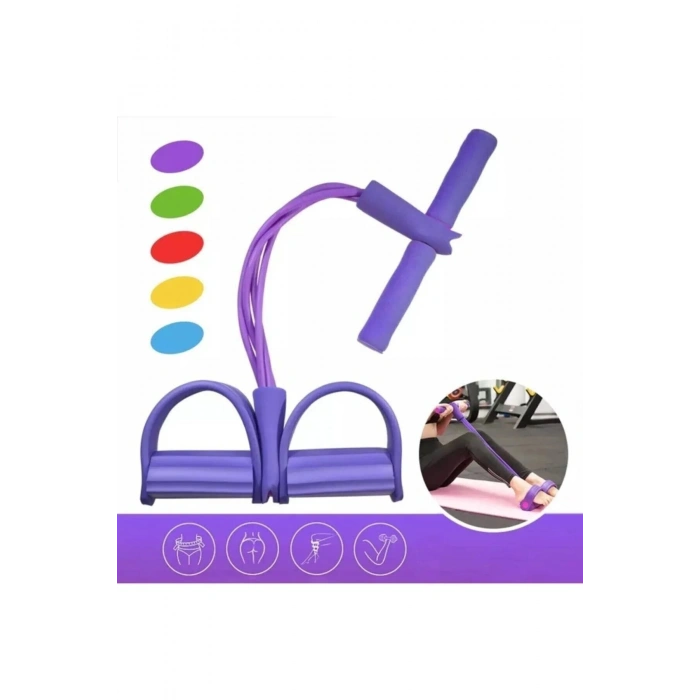 Body Trimmer Mekik Çekme Aleti Evde Spor Egzersiz Lastiği 4 Tüplü