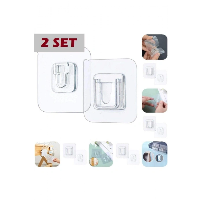 2 Adet X 2li Geçmeli Klips Eşya Sabitleme Askısı Set