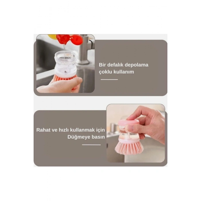 2 Adet Deterjan Hazneli Mutfak Lavabo Bulaşık Fırçası