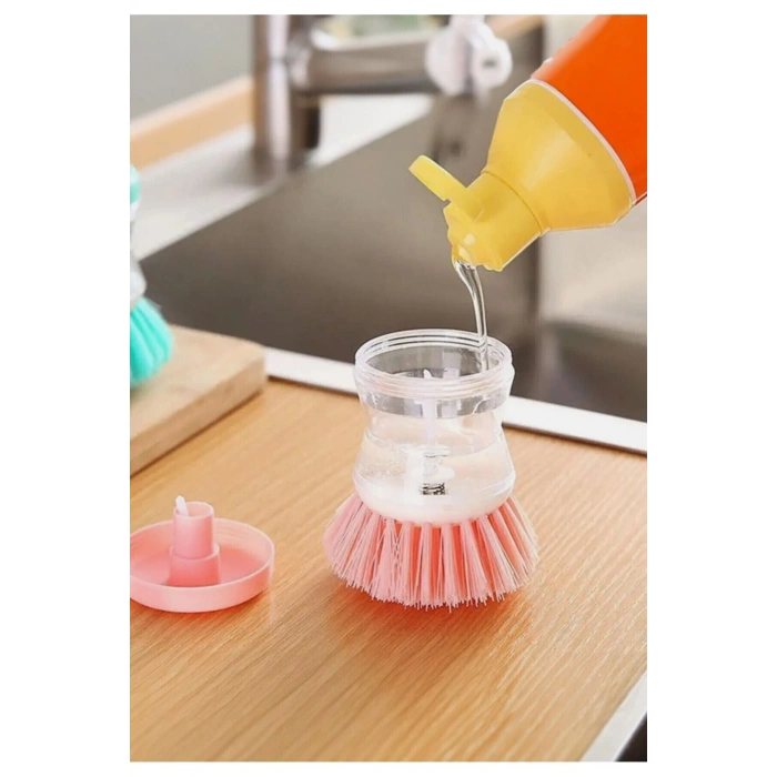 2 Adet Deterjan Hazneli Mutfak Lavabo Bulaşık Fırçası