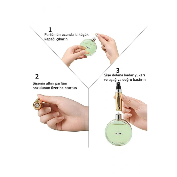 Doldurulabilir Mini Parfüm Şişesi Seyahat Cep Yedek Parfüm Şişesi 5 ml Parlak