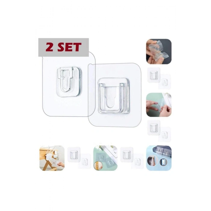2 Set Geçmeli Klips Eşya Sabitleme Askısı Tablo Ayna Resim Sabitleme Aparatı