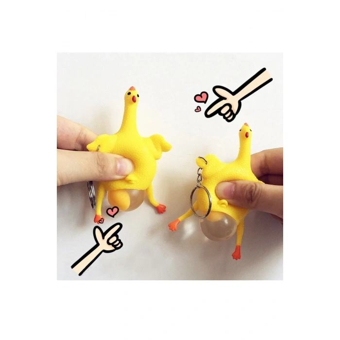 Squishy Yumurtlayan Tavuk Anahtarlık 2 Adet Çanta Ve Cüzdan Süsü Hediyelik