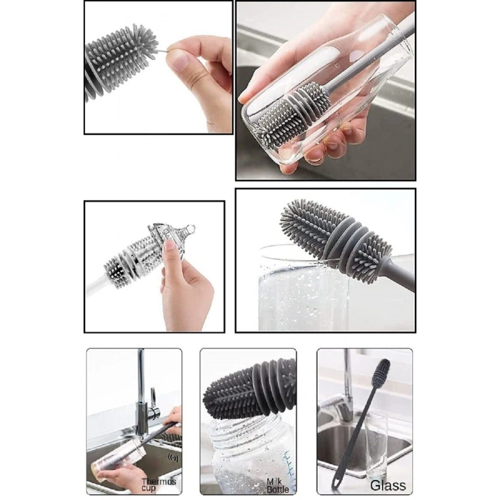 Silikon Bardak Tabak Cam Şişe Fincan Yıkama Fırçası Çok Fonksiyonlu Bulaşık Temizleme Fırçası